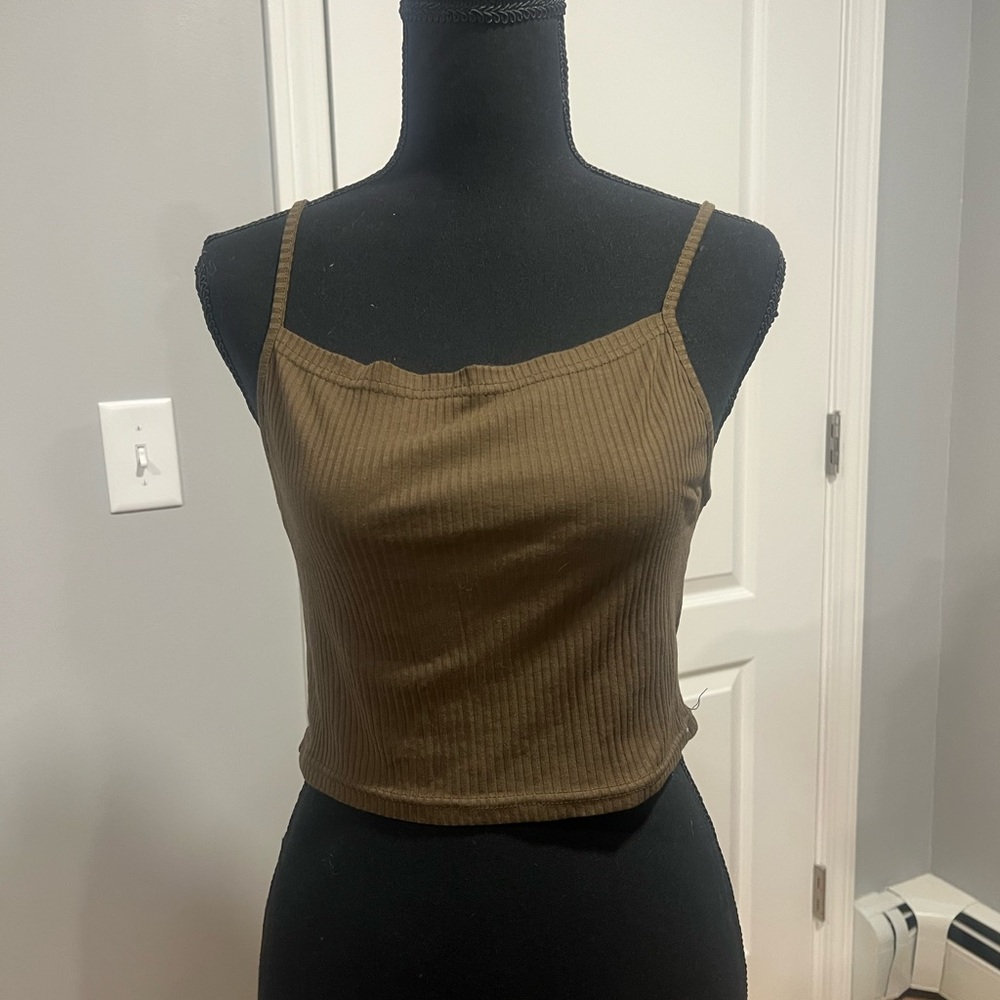 halter tank top dark army green